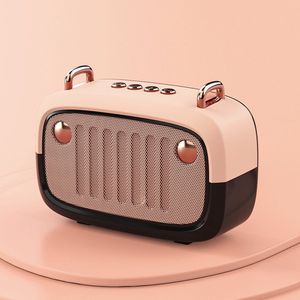 Retro draadloze Bluetooth-luidspreker Cartoon Subwoofer Bluetooth-luidsprekerkaart Handige mini - Roze