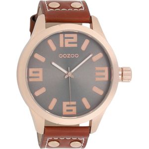 OOZOO Timepieces Polshorloge - C1106 - Cognac/Grijs - 51 mm