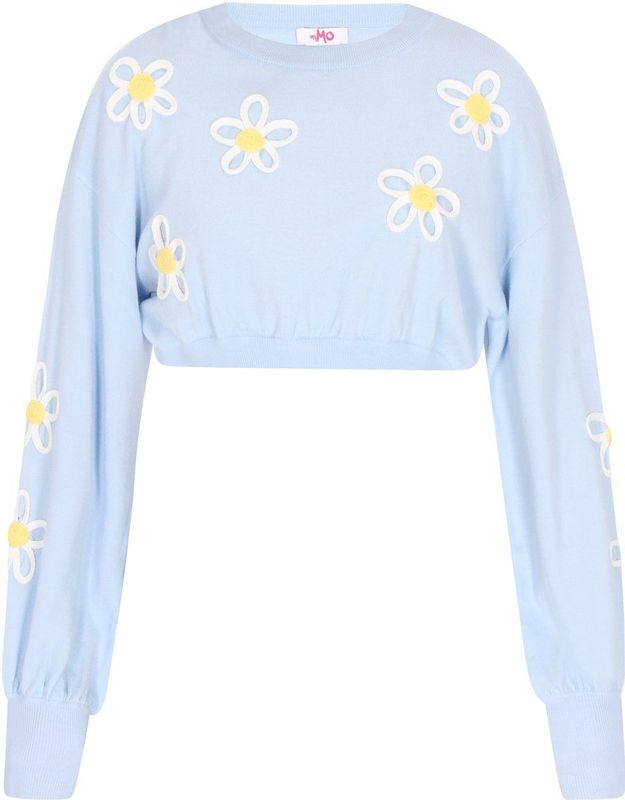 myMo - Back to School - Cropped Trui - Met Bloemenborduursel