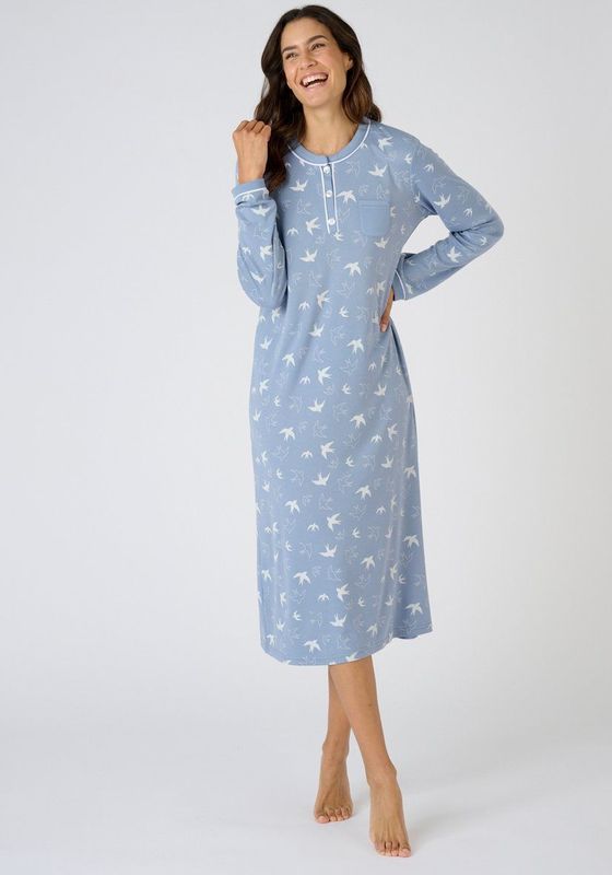 Nachthemd Thermolactyl DAMART. Polyester materiaal. Maten S. Blauw kleur
