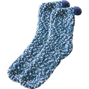 Malinsi Fluffy Candy Sokken Dames - Blauw - One Size maat 36-41 - Huissokken - Dikke Wintersokken - Cadeau voor haar - Housewarming - Verjaardag - Vrouw
