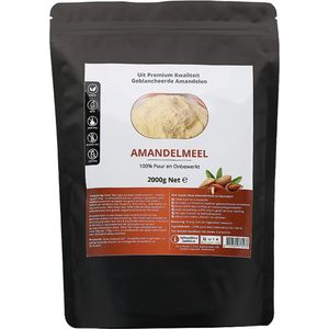 Amandelmeel 2 kg | 100% Puur & Onbewerkt | Hersluitbare Zak | Glutenvrij | Koolhydraat-arm | Amandel poeder | Keto | 2000g