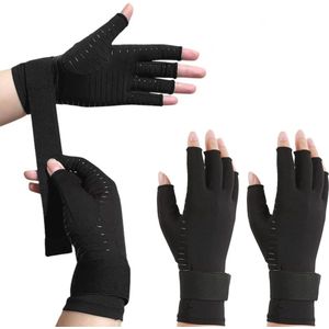 Compressiehandschoenen voor artritis en peesontsteking - 2 paar polssteun voor gewrichtspijn (L - XL)