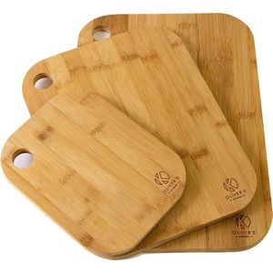 3x Set Houten Snijplanken - Verschillende Maten Voor Elke Gelegenheid - Mooi Ontwerp, Duurzaam & Slijtvast - 100% Biologische Bamboe Snijplanken - Eenvoudig Schoon Te Maken