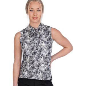 Func Factory dames polo Sienna black leaf mouwloos maat 36