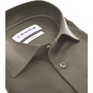 Ledub modern fit overhemd, popeline, donkergroen