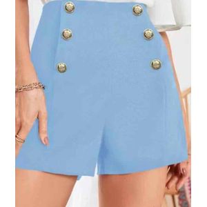 Short met sierknopen | licht blauw | maat M