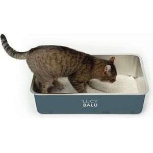 Roestvrijstalen kattenbak, geurvrij, grote kattenbak van roestvrij staal, open kattenbak voor de instap van bovenaf, hop-in-kattentoilet zonder deksel, kattentoilet, roestvrij stalen bak