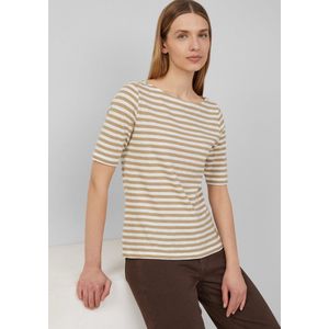 T-shirt - Slim-fit - Gestreept - Zacht Katoen - U-boot Halslijn