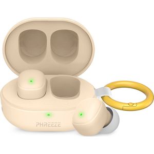 Phreeze Buds Mini - Draadloze Oordopjes - Cremé Kleur - Oortjes Draadloos - Bluetooth 5.4 Oordoppen