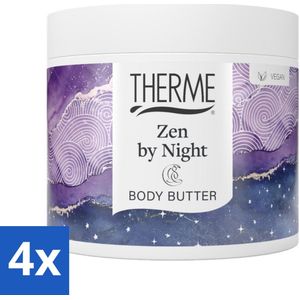 4 x Therme - Zen by Night - Bodybutter - Hydraterend - Verzorgend - 225gr - Nachtcreme - Bodybutter - Hydraterende Crème - Ontspannende Geur - Lavendel