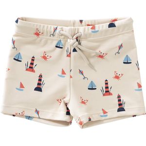 Fresk UV Zwemshort voor Jongens - 110/116 - Zwemkleding met UV-bescherming UPF 50 - Dubbellaagse Zwembroek - Sneldrogend - Elastische Tailleband - Crème - Lighthouse