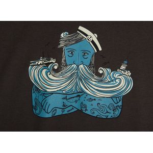 Ocean Head T-shirt- Met Korte Mouwen - Donker Bruin Bedrukt - M