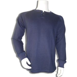 Bamboe sweater Henley donkerblauw 3XL