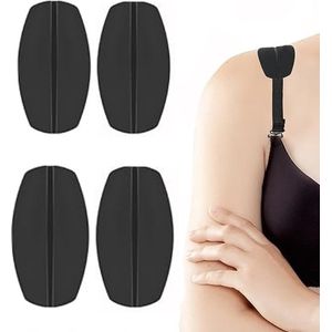 2 paar - Ademend Siliconen BH-bandjes Pads - siliconen bh-band kussens houder - zachte siliconen bh-wandkussens - voor vrouwen - antislip schouderbeschermers pads - zwart