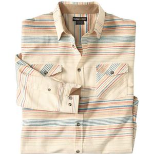 ATLAS FOR MEN - Gestreept flanellen overhemd - Heren - Verkrijgbaar in grote maten - 4XL