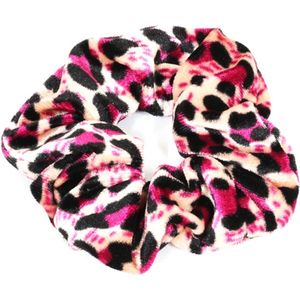 Scrunchie - Roze - Met luipaard print - Damesdingetjes