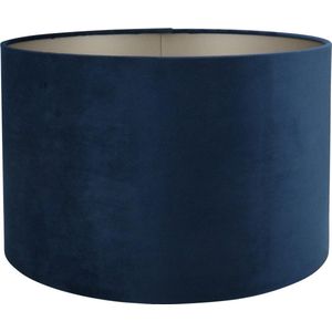 Lampenkap Cilinder - 35x35x22cm - Alice velours donkerblauw - taupe binnenkant
