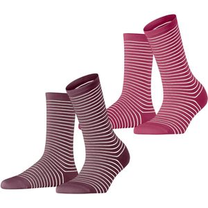 Esprit Fine Line 2-Pack gedessineerd katoen multipack sokken dames veelkleurig - maat 35-38