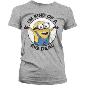 Minions Dames Tshirt -M- I'm Kind Of A Big Deal Grijs