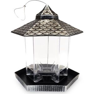 Orange Donkey, Vogelvoederhuisje – Zilver – Compacte Voedersilo voor vogels – Hangend Transparant Vogelhuisje van Kunststof