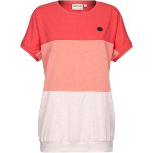 Naketano Damen T-Shirt Meinen Rücken Schmücken 1531-0024 Cherry Red Melange/Coral Red Melange/Oma Melange-XS
