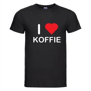 I LOVE KOFFIE T-shirt - 100% Katoen - Maat XS - Classic Fit - Zwart