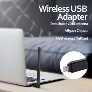 High Gain USB WiFi Dongle - WiFi Adapter met 2DBI Antenne voor TV Computer - USB Gateway - Ondersteunt XP/7/8/10 - Geschikt voor BlackBerry Systeem/LINUX/KALI/UBUNTU