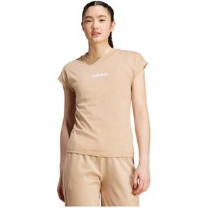 Adidas - Essentials Linear - T-shirt - Beige - Katoen - Korte Mouwen