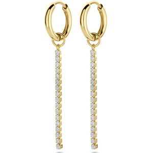 Zilver verguld (geel) klapoorringen zirkonia 35 mm 1 micron - 2103999