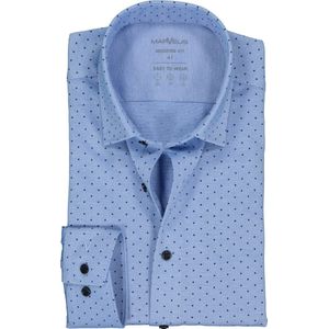 MARVELIS jersey modern fit overhemd - lichtblauw met donkerblauw gestipt tricot - Strijkvriendelijk - Boordmaat: 44