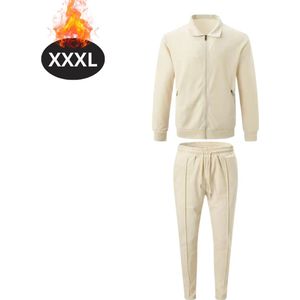 Livano Joggingpak - Huispak - Volwassenen - Trainingspak - Comfortabel - Joggingsbroek - Tracksuit - Heren - Rits - Kaki - S