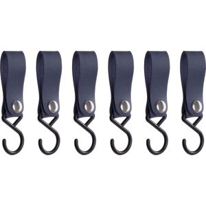 QUVIO - Ophanghaak - Blauw Bandje - PU Leer - Set van 6