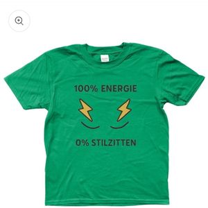 Kinder t-shirt - met opdruk - 100% energie - groen - 110-116