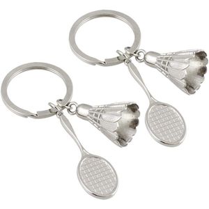 3D metalen badminton sleutelhanger set voor badmintonliefhebbers - 2 stuks