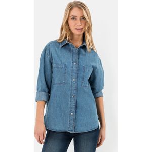 camel active Denim blouse van biologisch katoen - Maat womenswear-S - Blauw