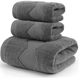 Badhanddoek, handdoeken, badhanddoek van katoen, sauna handdoek, douchehanddoek, microvezel handdoeken, grote, zachte en absorberende douchehanddoeken, 70 x 140 cm (grijs, 1 badhanddoeken en 2