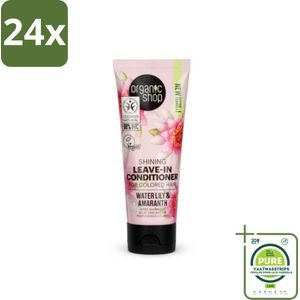 Organic Shop - Shining Leave-In Conditioner Water Lily & Amaranth - 75 ml - Voordeelverpakking - 24 stuks - Leave-in conditioner - Haarverzorging