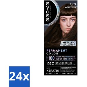 24 x SYOSS - Coloration 3-89 Bronze Coffee - Haarverf - Grijsdekking - Vermindert Haarbreuk - Permanente Haarkleuring - Haarkleur - Grijsdekking - Keratine - Haarkleur 3-89