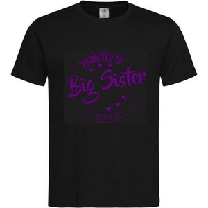 Shirt Aankondiging zwangerschap Promoted to Big Sister 2025 | korte mouw | Zwart/paars | maat 98/104 zwangerschap aankondiging bekendmaking Baby big sis sister Grote Zus