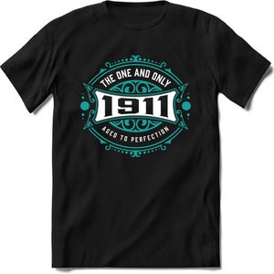 1911 The One And Only | Feest Kado T-Shirt Heren - Dames | Cobalt - Wit | Perfect Verjaardag Cadeau Shirt | Grappige Spreuken - Zinnen - Teksten | Maat 3XL