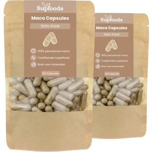 Maca Capsules 100% Puur - 120 Capsules - Maca wordt Traditioneel Gebruikt voor Energie en Vitaliteit - Rijke Bron van voedingsstoffen en mineralen - Ideaal voor Dagelijks Gebruik met 500mg per Maca Poeder Capsule
