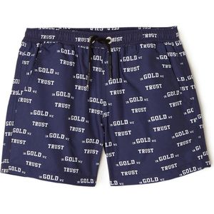 In Gold We Trust Logo Print Zwembroek - Blauw - Maat 128