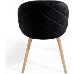 Miadomodo Eetkamerstoelen - Velvet - Fluweel - Houten Poten - Set van 6 - Zwart