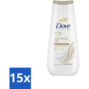 15 x Dove Douchecrème - Nourishing Silk - 225 ml - Zacht - MicroMoisture - Dermatologisch Getest - Biologisch Afbreekbaar