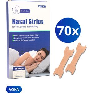 VOKA Neusstrips - 70 stuks - Anti-Snurk Neuspleisters - Neuspleisters - Nasal strips - Tegen Hooikoorts - Breathe - Pleisters voor beter slapen, sporten en verkoudheid - Neusspreider - Neusplijsters - Betere neusademhaling - Neustape