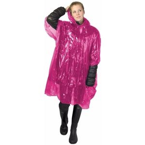 8x Stuks Wegwerp Regenponcho Roze Voor Volwassenen
