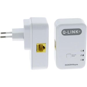Q-Link Powerline adapter homeplug - Starterkit - Internet over stroomnet - 500 Mbps - max 300 meter