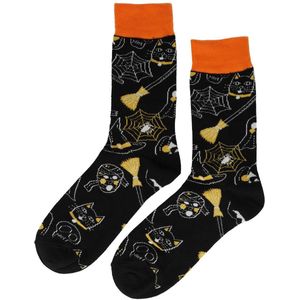 Sokken Katoen - Horror Halloween Print - Zwart Oranje - Maat 38-45