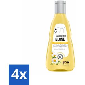 4 x Guhl - Shampoo - Colorshine Blond - 250 ml - Blond Haar - Glans Shampoo - Kleurverzorging - Chardonnay-bes - Blond Shampoo